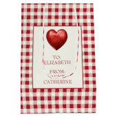 Vintage Red and Cream Gingham With Heart ミディアムペーパーバッグ (裏面)