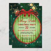 Vintage Red and Green Christmas Party 招待状 (正面/裏面)