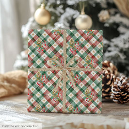 Vintage red and green watercolor plaid holiday ラッピングペーパー