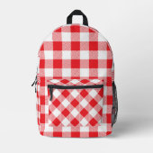 Vintage Red and White Gingham Style Backpack プリントバックパック (正面)