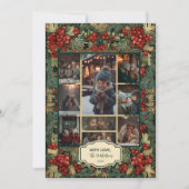 Vintage Red Berries Botanical Christmas Photo シーズンカード (正面)