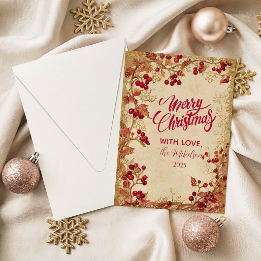 Vintage Red Berry Holiday Party シーズンカード