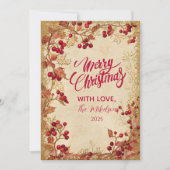 Vintage Red Berry Holiday Party シーズンカード (正面)