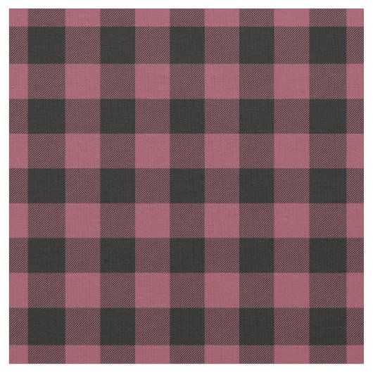 Vintage Red & Black Plaid Gingham ファブリック (クローズアップ)