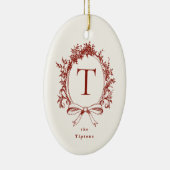 Vintage Red Botanical Monogram セラミックオーナメント (右)