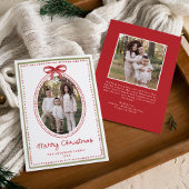 Vintage Red Bow Christmas 2 Photo シーズンカード