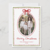 Vintage Red Bow Christmas 5 Photo シーズンカード (正面)