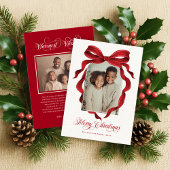 Vintage Red Bow Custom Photo Christmas Holiday シーズンカード