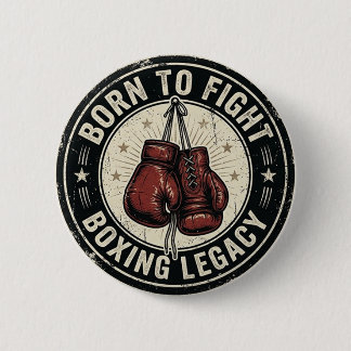 Vintage Red Boxing Gloves Legacy Emblem 缶バッジ