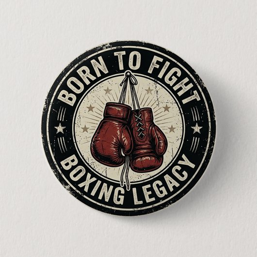 Vintage Red Boxing Gloves Legacy Emblem 缶バッジ (正面)