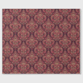 Vintage Red Brown Damask Pattern ラッピングペーパー (フラット)