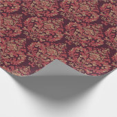 Vintage Red Brown Damask Pattern ラッピングペーパー (角)