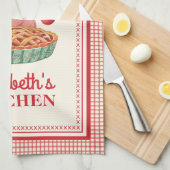 Vintage Red Cherry Gingham Kitchen Towel キッチンタオル (四つ折り)