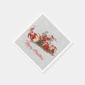 Vintage Red Christmas Elves Holidays Glitter スタンダードカクテルナプキン (角)