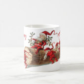 Vintage Red Christmas Elves Holidays Party コーヒーマグカップ (中央)