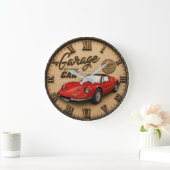 Vintage Red Classic Sports Car ラージ壁時計 (ホーム)