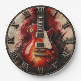 Vintage Red Electric Classic Rock Guitar Art ペーパープレート