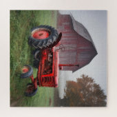 Vintage Red Farm Tractor ジグソーパズル (横)