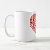 Vintage Red Floral Heart Valentine's Day Classic コーヒーマグカップ (左)