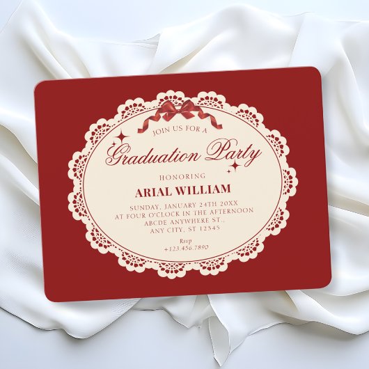 Vintage red Graduation Invitation 招待状