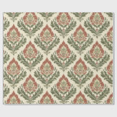 Vintage Red Green Damask Pattern (5) ラッピングペーパー (フラット)