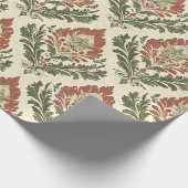 Vintage Red Green Damask Pattern (5) ラッピングペーパー (角)