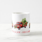 Vintage Red Holiday Pick Up Trucks コーヒーマグカップ (中央)