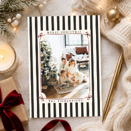 Vintage Red & Ivory Old Money Christmas Photo シーズンカード