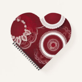 Vintage red lace heart  AI art Spiral Notebook ノートブック