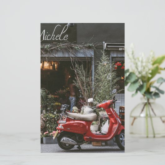 Vintage Red Motor Scooter        便箋 (スタンド正面)