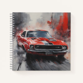Vintage Red Muscle Car with silver stripe  ノートブック