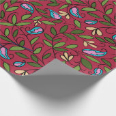 Vintage Red Paisley & Leaf Botanical Wrapping ラッピングペーパー (角)