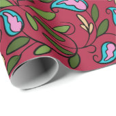 Vintage Red Paisley & Leaf Botanical Wrapping ラッピングペーパー (ロールコーナー)