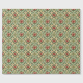 Vintage Red Poinsettia Tile Pattern ラッピングペーパー (フラット)