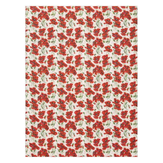 Vintage Red Poppy Design Art Nouveau テーブルクロス (正面)