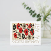 Vintage Red Poppy Floral AI Art ポストカード (スタンド正面)