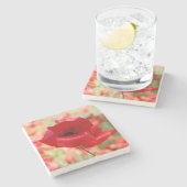 Vintage Red Poppy Flower ストーンコースター (横)