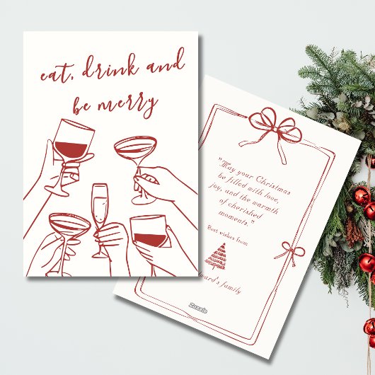 Vintage Red Retro Christmas Card シーズンカード