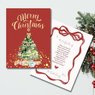 Vintage Red Retro Christmas Tree Card カード