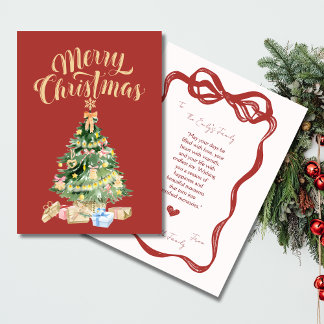 Vintage Red Retro Christmas Tree Card カード