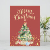 Vintage Red Retro Christmas Tree Card カード (スタンド正面)