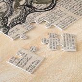 Vintage Red Rose & Scissors Botanical Collage ジグソーパズル (側面)