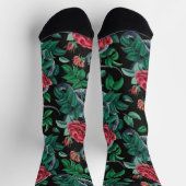 Vintage Red Rose & Snake Pattern ソックス (上部)