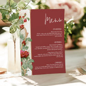 Vintage Red Rose Wedding Reception Dinner Card メニュー