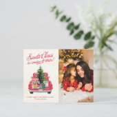 Vintage Red Santa Truck Photo ポストカード (スタンド正面)