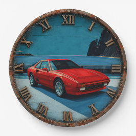 Vintage Red Sport Car Classic Exotic Car Coastal ペーパープレート