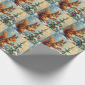Vintage Red Squirrel Pine Tree Christmas ラッピングペーパー (角)