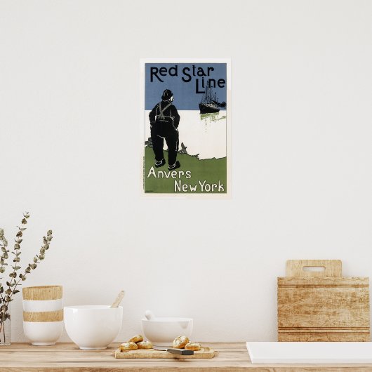 Vintage Red Star Line Travel ポスター (キッチン)