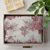 Vintage Red Toile Christmas Botanical - Holly 薄葉紙 (ギフト)