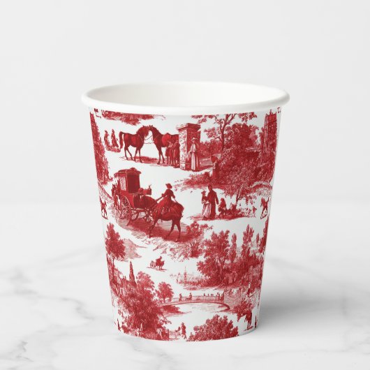 Vintage Red Toile Landscape (3) 紙コップ (裏面)